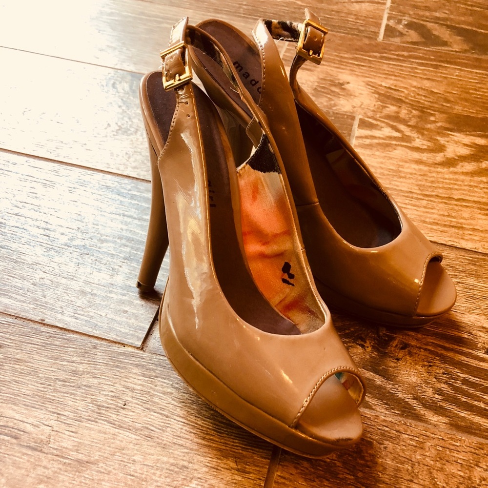Madden Girl Peep Toe Tan Heels in Women